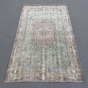 Alfombra Turca de 4.7x7.8 pies, Alfombra Ikat Gris de Lana - Product Image 1