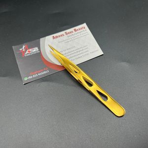 Professional Stainless Steel Slanted Pointed Tips Brow <b>Tweezers</b> with Custom Logo Plasma Gold Eyebrow Shaping <b>Tweezers</b> - Product Image 4