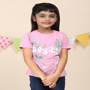 Smart Look 100% coton filles col rond T-Shirt disponible en différentes méthodes d'impression triés sur le volet vente imprimé-tshirt filles - Product Image 2