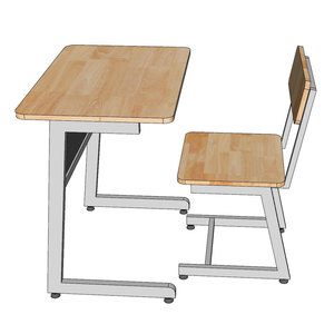 Conjunto de Escritorio y Silla para Estudiantes BGHS005 Cómodo con Patas de Hierro en Forma de C, Muebles Escolares de Madera - Product Image 4