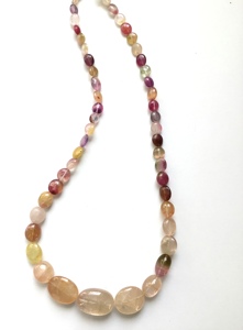 Turmalina Natural Multicolor, Ovalada Lisa, 1 Hilo, Natural, para la Elaboración de Joyería Fina, Cuentas de Piedras Preciosas - Product Image 2