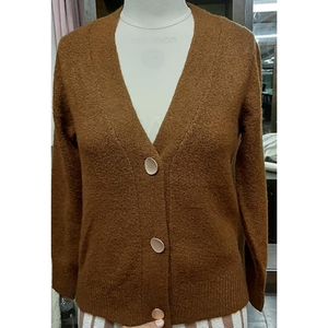 Vintage Women's Long Sleeve V-neck <b>Cardigan</b> <b>Sweater</b> Acrylic Polyester Nylon Elastane Blend Yarn Anti-Pilling Single Button - Product Image 1