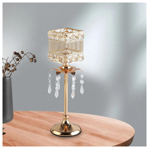 Copa con cuentas de cristal de Metal dorado, portavelas de luz de té, candelabros votivos, centros de mesa, candelabros de cristal - Product Image 1