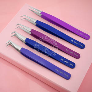 Handmade Stainless Steel Eyelash Extension Curved Classic Tweezer Pointed Tip Straight/Curved Isolation Set - Product Image 1