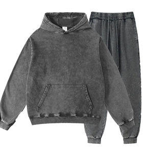 Al por mayor Chándales para hombre de tallas grandes, 100% algodón de alto gramaje, con lavado vintage desgastado, corte holgado, con capucha, nueva moda, con lavado Sun Stone - Product Image 2