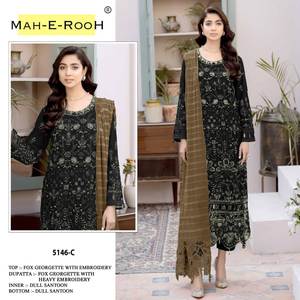 Ready Maid Dubai Traditional Party Wear Suit de Surat Online Mart Georgette élégante avec bas Churidar en soie - Product Image 3