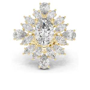 Bague en cluster de diamants de laboratoire ovales et en forme de poire de 10,79 carats pour femme, clarté VVS-VS EF, or 18 carats, 14 carats, 10 carats et argent 925, rose - Product Image 2