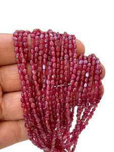 Cuentas ovaladas lisas de rubí natural, hebra de piedras preciosas sueltas para hacer joyas, collares, pulseras, venta al por mayor, suministro de joyería de la India - Product Image 6