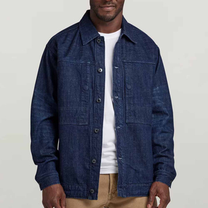 เสื้อโค้ทผ้ายีนส์สีครามเข้มเสื้อโค้ทสำหรับงานหนักชุดทำงานเสื้อนอกแจ็กเก็ตยีนส์ทนทานเสื้อลำลองแนวสตรีทโอเวอร์เชิ้ตแฟชั่นเป็นชั้นๆ - Product Image 4