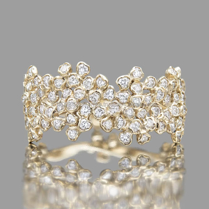 Anillo de racimo con motivo Floral de oro antiguo de 14 quilates para mujer, hermoso anillo de compromiso de boda con diamante redondo de moissanita, regalo - Product Image 1