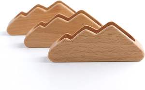 Porte-cartes de visite 1 pièce Organisateur en bois en forme de montagne Présentoir de cartes en bois - Product Image 3