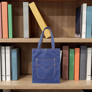 Bolso de Mano Cómodo para Compras, de Lona, con Estampado de Mezclilla, con Bolsillo Exterior, Comprar Bolso Tote con Estampado de Mezclilla - Product Image 1