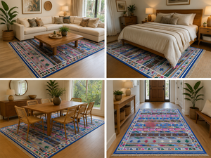 Indian Handmade Cotton Flat Weave Area <b>Rug</b> Bohemian Geometric <b>Tribal</b> Pattern Kilim Dhurrie Carpet with Fringe for Living Room - Product Image 2