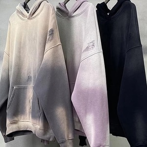 OEM ODM Sweat à Capuche Vintage Délavé à l'Acide Surdimensionné pour Hommes Sweat-shirt en Coton Éponge Française Hiver Streetwear - Product Image 4