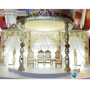 วังไม้สีขาวมีสไตล์งานแต่งงาน mandap Maharani ทำจากไม้ Mandap อินเดียที่ยอดเยี่ยมสำหรับงานแต่งงานของอ้วนใหญ่ - Product Image 1