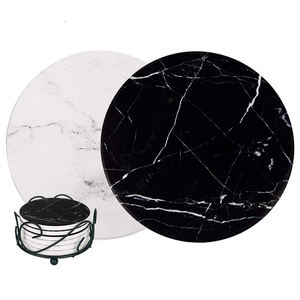 ที่รองแก้วหินหินอ่อนสีขาวทรงกำหนดเองพร้อมชุดแผ่นรอง EVA แบบนุ่ม4ชิ้นและชุดที่รองแก้ว6ชิ้น - Product Image 1