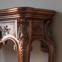 Table console de style français avec des sculptures à la main exquises Finition naturelle durable Meubles de maison pour entrée ou villa