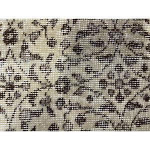 2.6x6.4 ft Vintage Accent Rug, <b>Brown</b> Beige Turkish Polka dot <b>Wool</b> Rug - Product Image 5