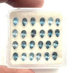 NATURAL London Blue Topaz Pear CUT Loose gemstone Lot 3*5mm ของแท้ลอนดอนบลูโทแพซร่ำรวย Ocean Blue - Product Image 3