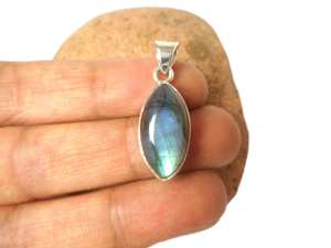 Pendentif en argent sterling plaqué or Marquise Labradorite Fiery Gemstone fait à la main bijoux uniques cadeau élégant femmes fiançailles - Product Image 4