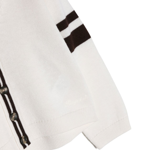 Femmes Preppy Style Varsity Cardigan Pull Col V Boutonné Applique Manches Longues Rayé Tricot Survêtement pour Hiver Usage Décontracté - Product Image 2