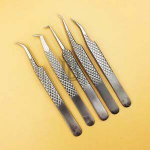 Pinzas Plateadas de Marca Privada, Pinzas Largas para Extensión de Pestañas, Pinzas de Volumen de Acero Inoxidable con Punta de Fibra Puntiaguda, Pinzas para Pestañas de Visón - Product Image 1