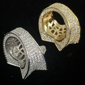 Bajo MOQ al por mayor de lujo circonita cúbica grande hip hop joyería hielo fuera Bling estrella anillo - Product Image 3