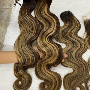 Extensiones de trama de cabello humano Remy virgen vietnamita 100%, estilo de onda profunda suelta con ondas corporales en Color Piano para mujeres negras - Product Image 5