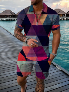 New Men's Summer Casual Men Shorts Suits Couple Outfits Vintage Style Hip Hop <b>T</b> Shirts +Shorts Male's Tracksuit 3D Print Set - Product Image 3
