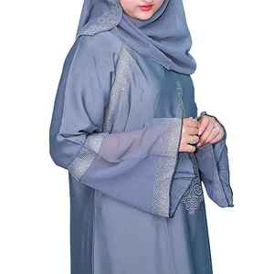 Último Eid nuevo diseño satén diamante Dubai Abaya diseños ropa islámica Abaya mujeres musulmán vestido frente abierto Abaya - Product Image 3