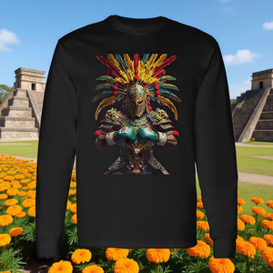 Maglietta Promozionale a Maniche Lunghe con Motivo Guerriero Azteco del Pugilato Messicano - Product Image 3