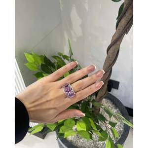 Bague Couronne en Diamant de Laboratoire et Kunzite Plaqué Or Réglable – Bijou Tendance - Product Image 4