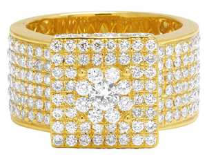 9.00 Carat Iced Out VVS Moissanite Diamant taille ronde Or jaune Bague de fiançailles Hip Hop pour homme Argent sterling 925 - Product Image 4