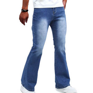 Oem Custom Designer Clothing <b>Flared</b> Denim <b>Jeans</b> <b>Men</b> Streetwear Multi Pockets Slim Fit Denim <b>Jeans</b> for <b>Men</b> - Product Image 1
