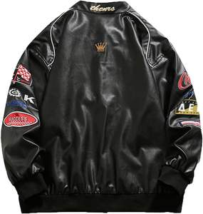 Veste en similicuir Vestes de moto de course surdimensionnées Manteaux de moto Veste streetwear tendance unisexe - Product Image 2