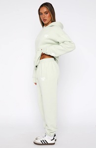 Ensemble de survêtement long brodé uni pour femme, 2 pièces, hiver - Product Image 3