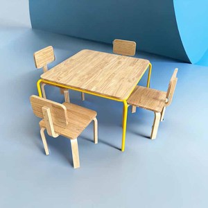 KGD028 Juego de Mesa Cuadrada de Diseño Escandinavo para Preescolar con 4 Sillas de Madera, Muebles Infantiles para Taller, Baño y Gimnasio - Product Image 6