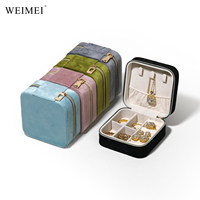 WEIMEI Logo personnalisé petit emballage de bijoux de voyage organisateur boîtes bague boucle d'oreille collier stockage velours boîte à bijoux