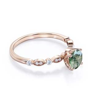 แหวนเงินแท้ 925 วินเทจ ประดับพลอยมอสกรีนอาเกต คิวบิกเซอร์โคเนีย และเพชร ชุบทอง 14k คลาสสิก เหมาะสำหรับงานแต่งงานและงานเลี้ยง - Product Image 2