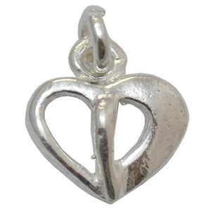 Breloque en argent sterling en forme de cœur divisé, breloques en argent sterling pour bracelets et colliers, vente en gros de fournitures en argent sterling - Product Image 1