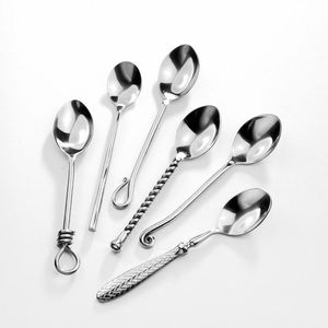 Antique Stylish Designer <b>Silver</b> Color Finishing Shiny Polished Stainless Steel Made Spoon <b>Set</b> Cutlery <b>Set</b> From India - Product Image 6