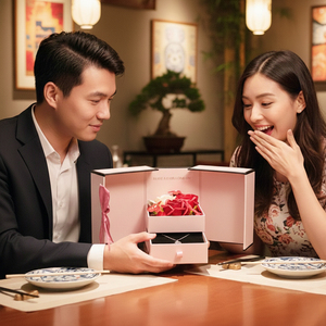 Set Regalo Personalizzato con Catena in Platino e Rose, Scatola per Gioielli a Forma Speciale per Regali - Product Image 4