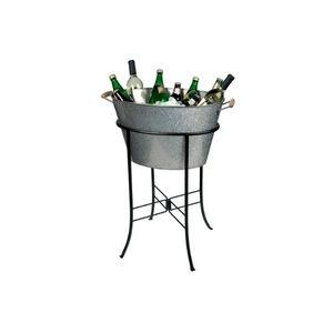 Galvanized Beverage Tub With Handle & Metal <b>Stand</b> For Ice Storage <b>Drinking</b> Use Home Bar Garden Party Decorative Beverage Tub - Product Image 1