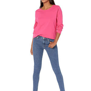 Camiseta de Verano de Alta Calidad para Mujer, Corte Ajustado, Poliéster/Algodón, Estilo Casual, Marca Personalizada, Antibolitas, Transpirable, Teñida, Lisa - Product Image 5