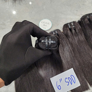 Natural <b>Color</b> Bone Straight Super Double Virgin Remy Vietnamese Human <b>Hair</b> Bundles with Closure Machine Double Weft 100 Grams - Product Image 2