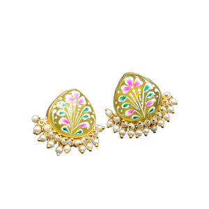 ต่างหูเม็ดเดี่ยวทำจากหินชุบทองเครื่องประดับแฟชั่นสำหรับผู้หญิงและเด็กผู้หญิงการออกแบบที่สวยงาม - Product Image 1