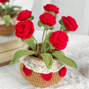 ดอกไม้ถักโครเชต์แฮนด์เมดสำหรับใส่กระถางดอกไม้ประดิษฐ์เป็นของขวัญให้เพื่อนสมบูรณ์แบบสำหรับตกแต่งบ้านผลิตในเวียดนาม - Product Image 1