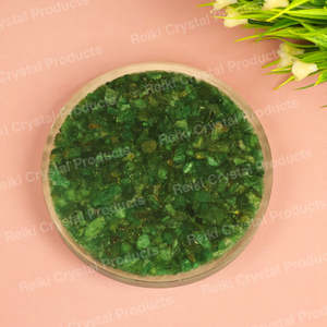 Sous-verre en aventurine verte naturelle Feng Shui avec symbole Zibu gravé - Product Image 4