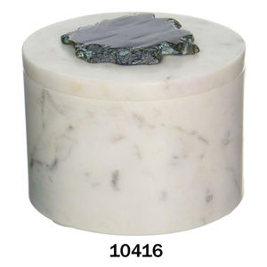 Fournisseur en gros indien de boîte à bijoux en marbre décorative avec incrustation de feuilles de fleurs, boîte de rangement en marbre décorative pour la vente en gros - Product Image 4