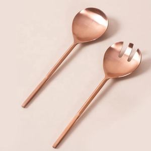 Wedding Luxury <b>Mirror</b> Gold Black Metal Salad Server With Wooden Handmade Handle Stainless Steel Serving <b>Sets</b> - Product Image 1